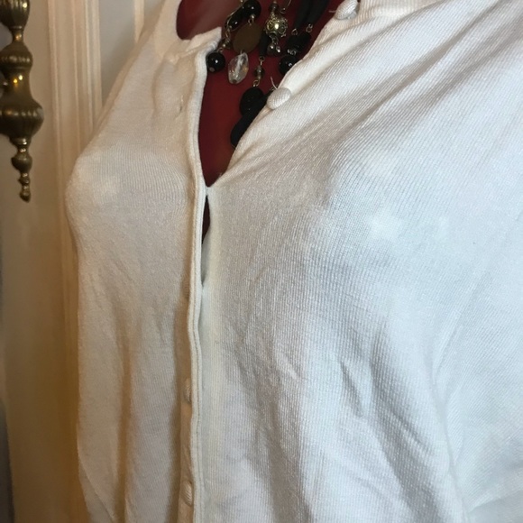 WOMENS GRACE ELEMENTS CARDIGAN SWEATER BUTTON UP -PLUS SIZE 3X - IVORY- EUC - Picture 5 of 11